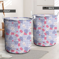 Hawaii Anthurium Tiare Pikake Lei Laundry Basket Poni Lauhala Art Pattern