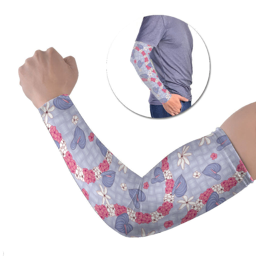 Hawaii Anthurium Tiare Pikake Lei Arm Sleeves Poni Lauhala Art Pattern