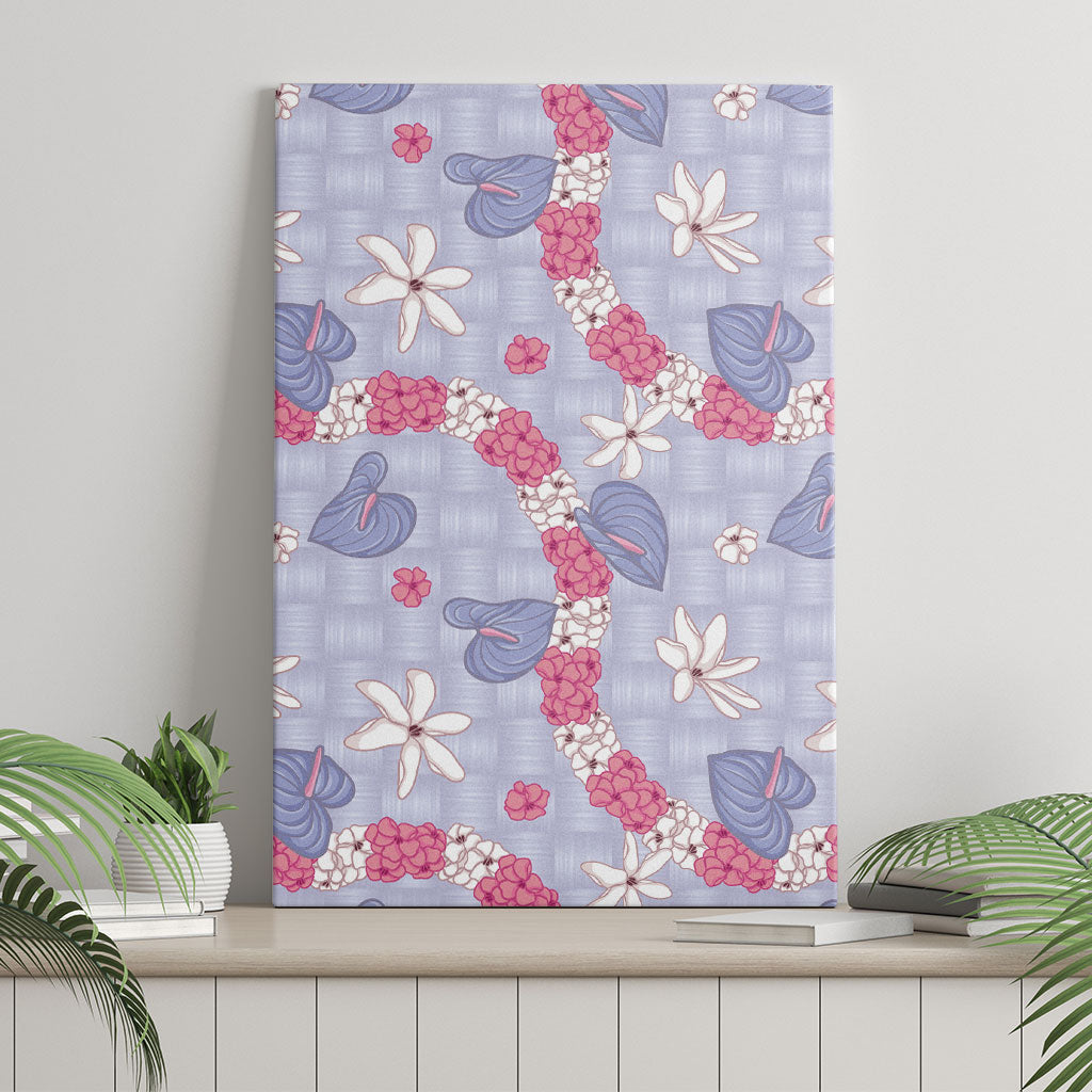 Hawaii Anthurium Tiare Pikake Lei Canvas Wall Art Poni Lauhala Art Pattern