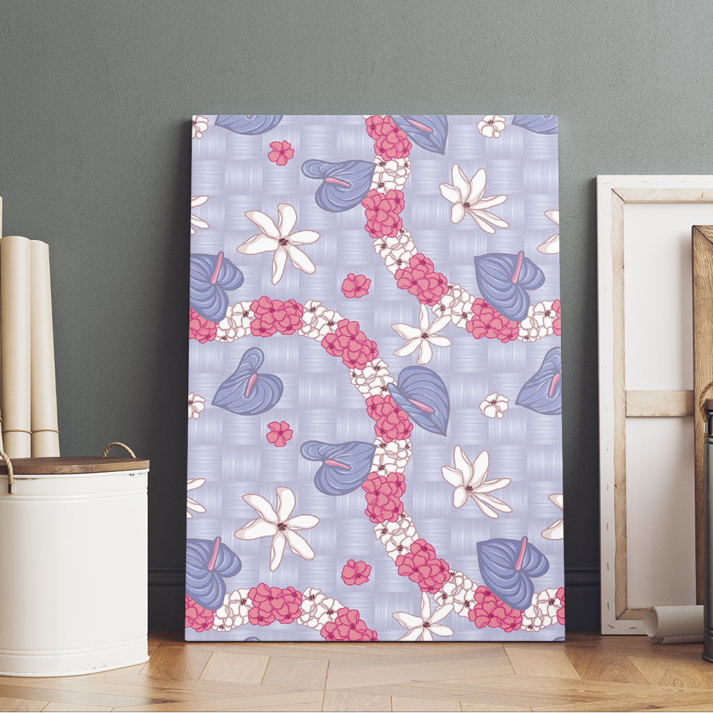 Hawaii Anthurium Tiare Pikake Lei Canvas Wall Art Poni Lauhala Art Pattern