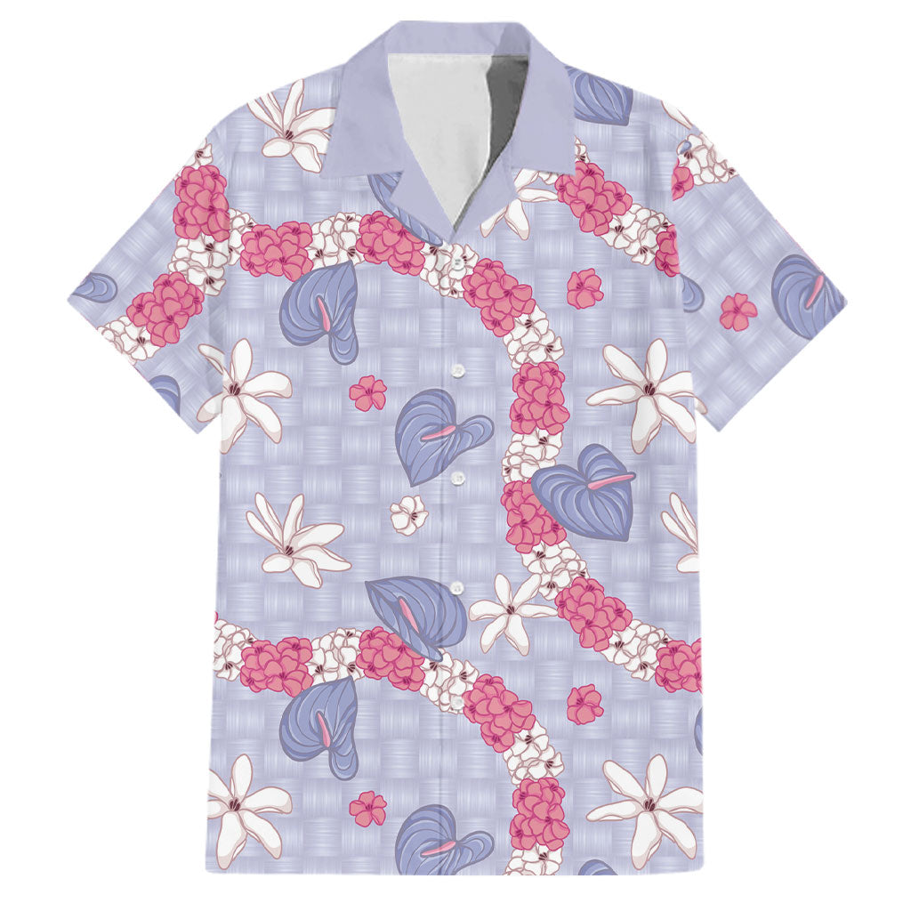 Hawaii Anthurium Tiare Pikake Lei Family Matching Puletasi and Hawaiian Shirt Poni Lauhala Art Pattern