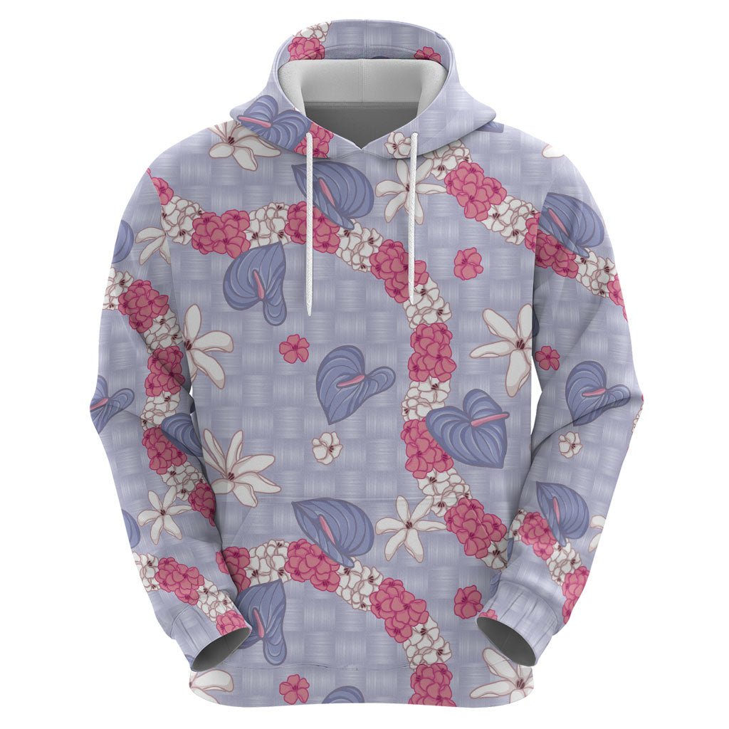 Hawaii Anthurium Tiare Pikake Lei Hoodie Poni Lauhala Art Pattern