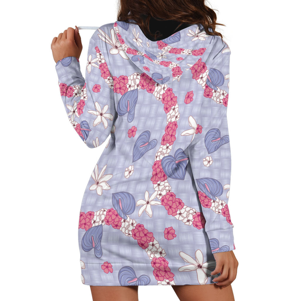 Hawaii Anthurium Tiare Pikake Lei Hoodie Dress Poni Lauhala Art Pattern