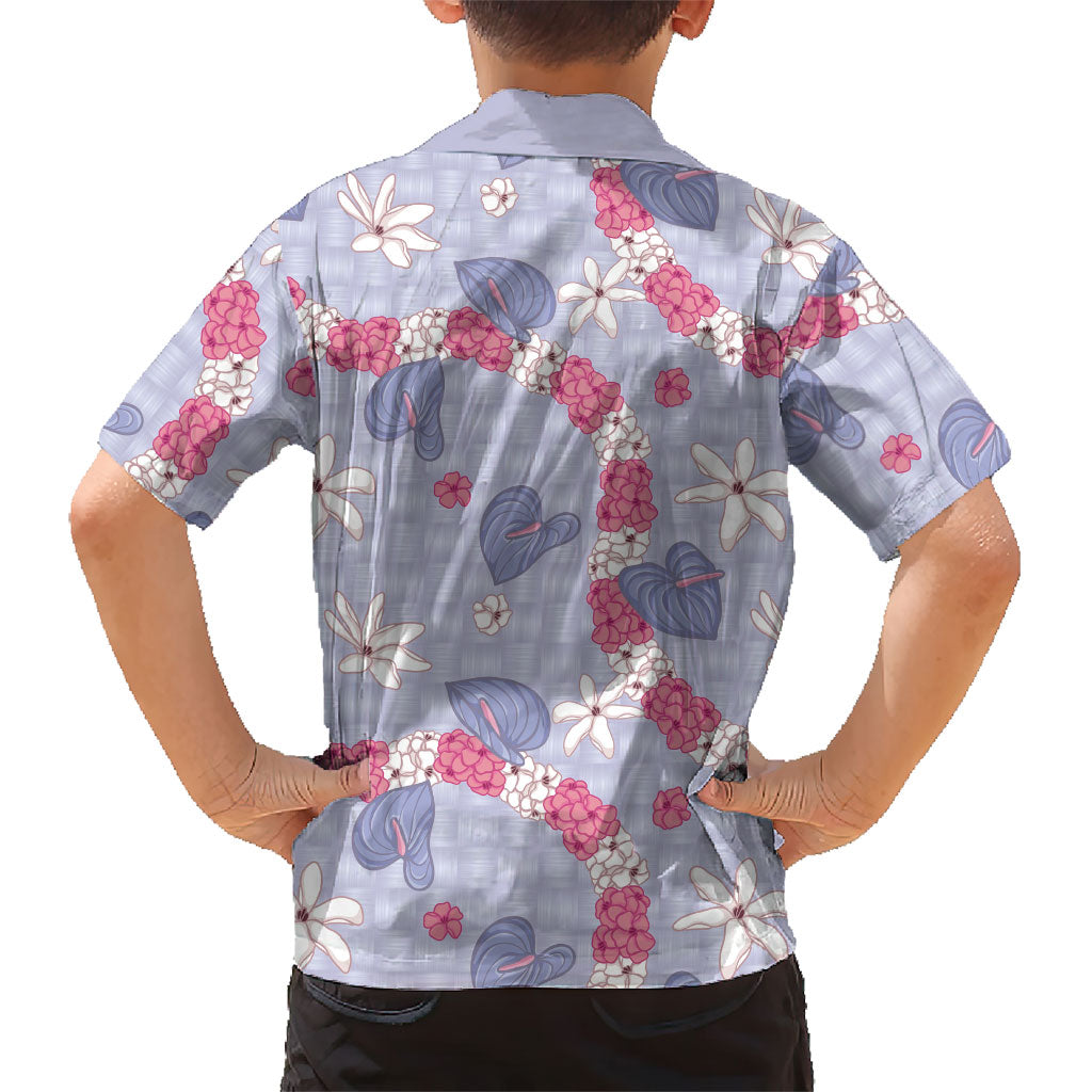 Hawaii Anthurium Tiare Pikake Lei Kid Hawaiian Shirt Poni Lauhala Art Pattern