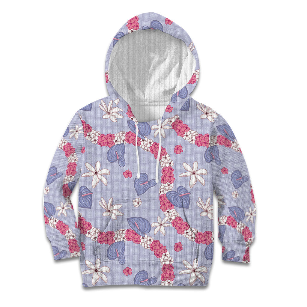 Hawaii Anthurium Tiare Pikake Lei Kid Hoodie Poni Lauhala Art Pattern