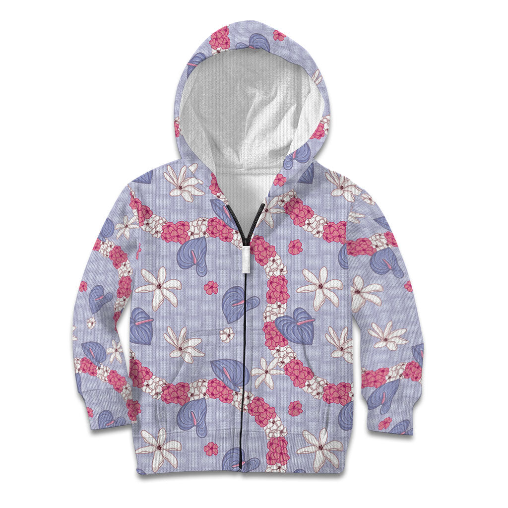 Hawaii Anthurium Tiare Pikake Lei Kid Hoodie Poni Lauhala Art Pattern