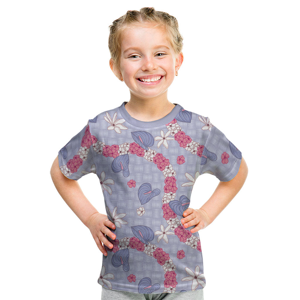Hawaii Anthurium Tiare Pikake Lei Kid T Shirt Poni Lauhala Art Pattern