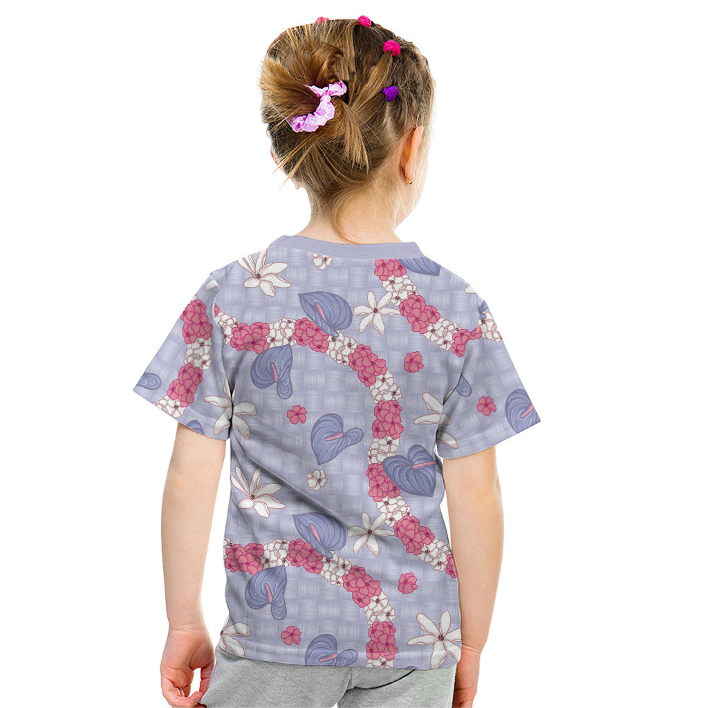 Hawaii Anthurium Tiare Pikake Lei Kid T Shirt Poni Lauhala Art Pattern