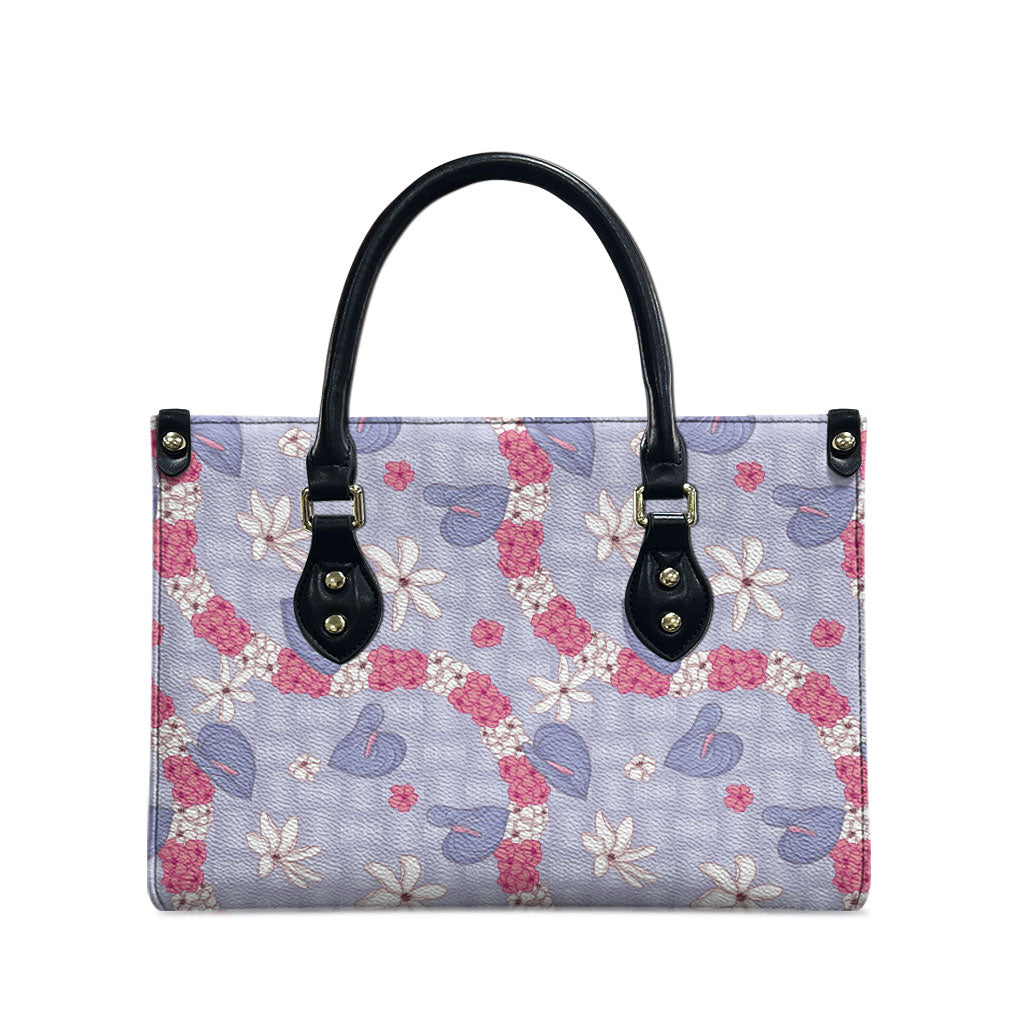 Hawaii Anthurium Tiare Pikake Lei Leather Bag Poni Lauhala Art Pattern
