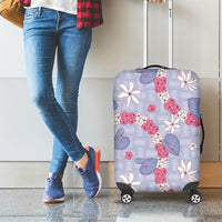 Hawaii Anthurium Tiare Pikake Lei Luggage Cover Poni Lauhala Art Pattern