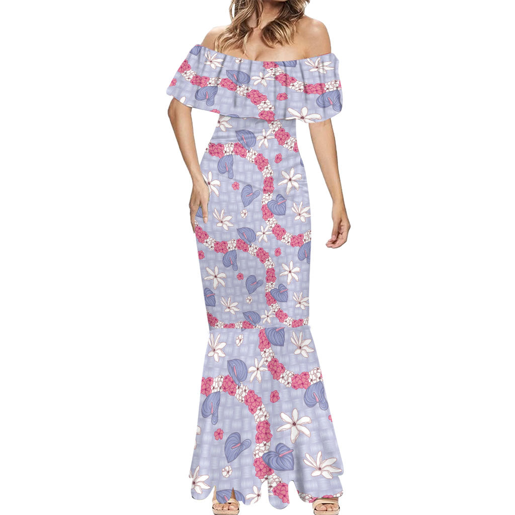 Hawaii Anthurium Tiare Pikake Lei Mermaid Dress Poni Lauhala Art Pattern