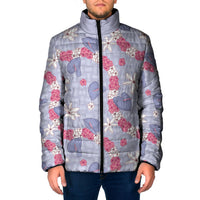 Hawaii Anthurium Tiare Pikake Lei Padded Jacket Poni Lauhala Art Pattern