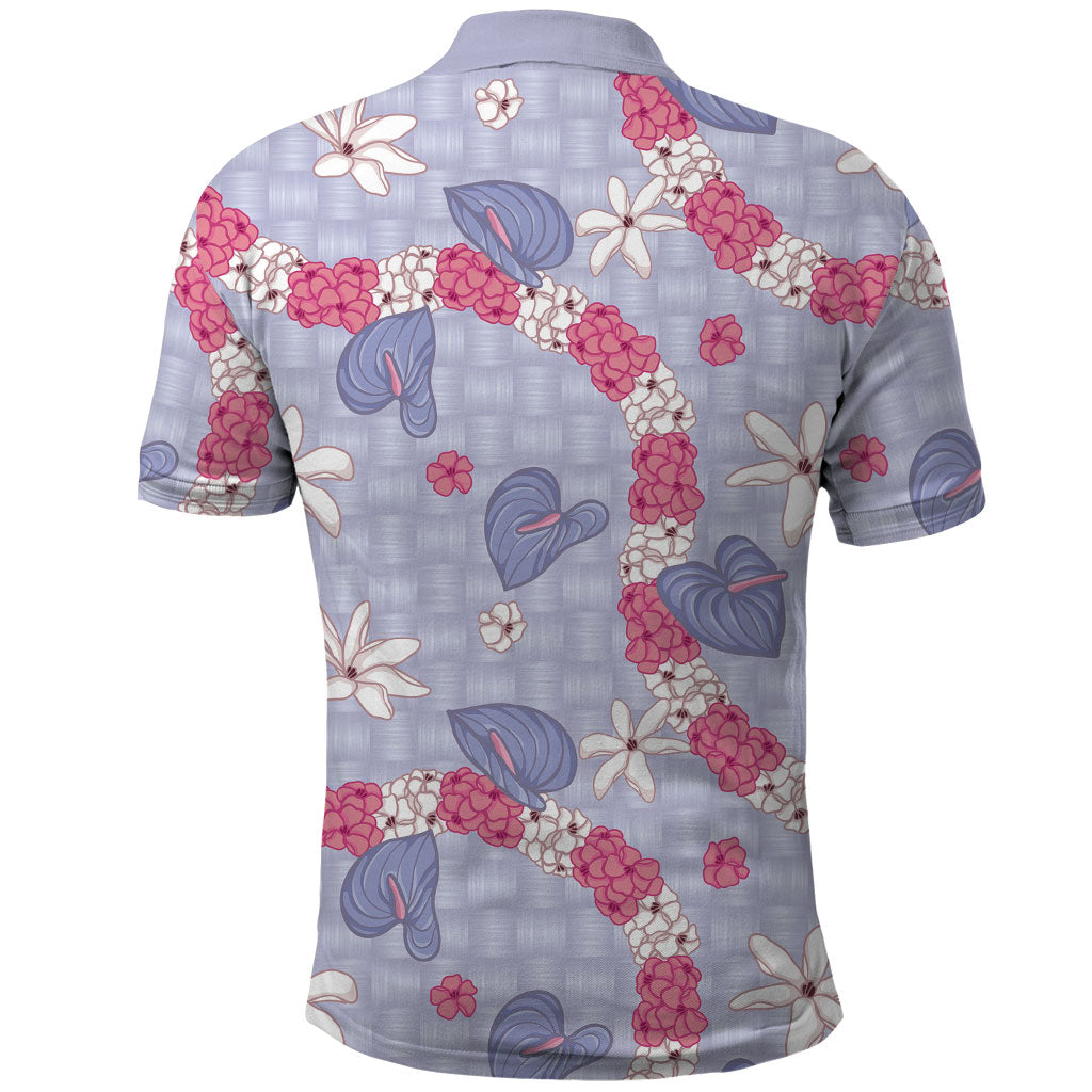 Hawaii Anthurium Tiare Pikake Lei Polo Shirt Poni Lauhala Art Pattern