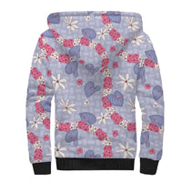 Hawaii Anthurium Tiare Pikake Lei Sherpa Hoodie Poni Lauhala Art Pattern