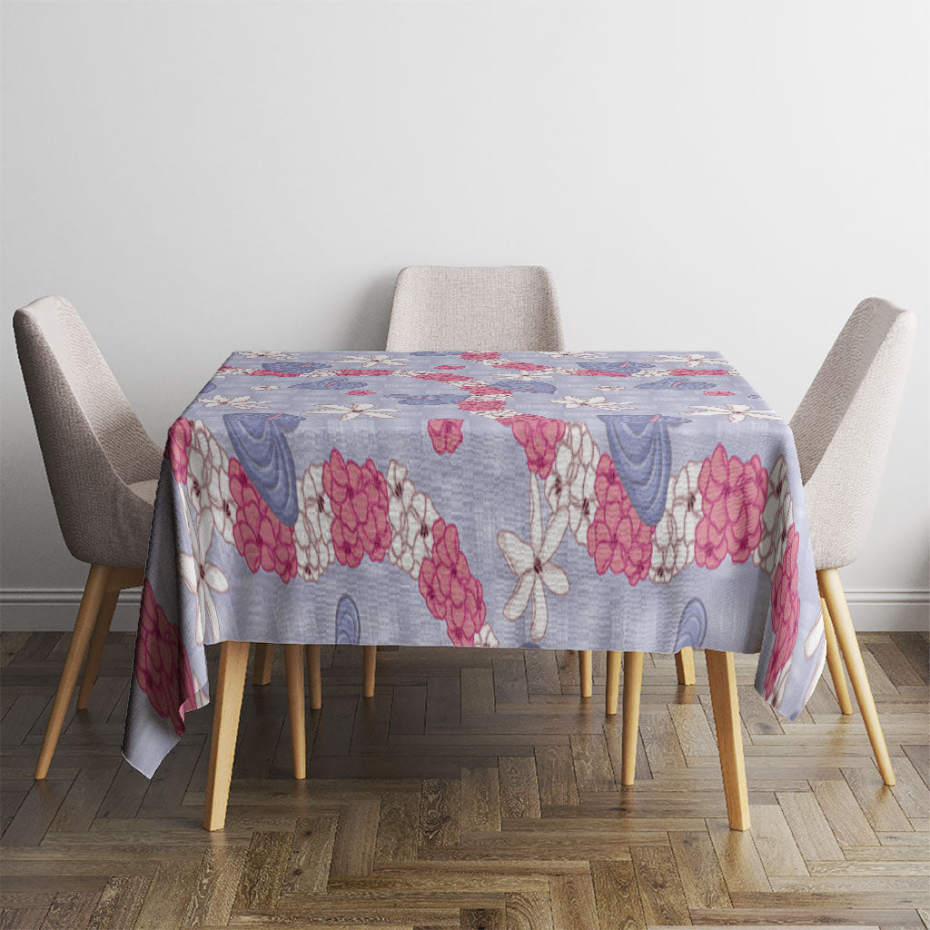Hawaii Anthurium Tiare Pikake Lei Tablecloth Poni Lauhala Art Pattern