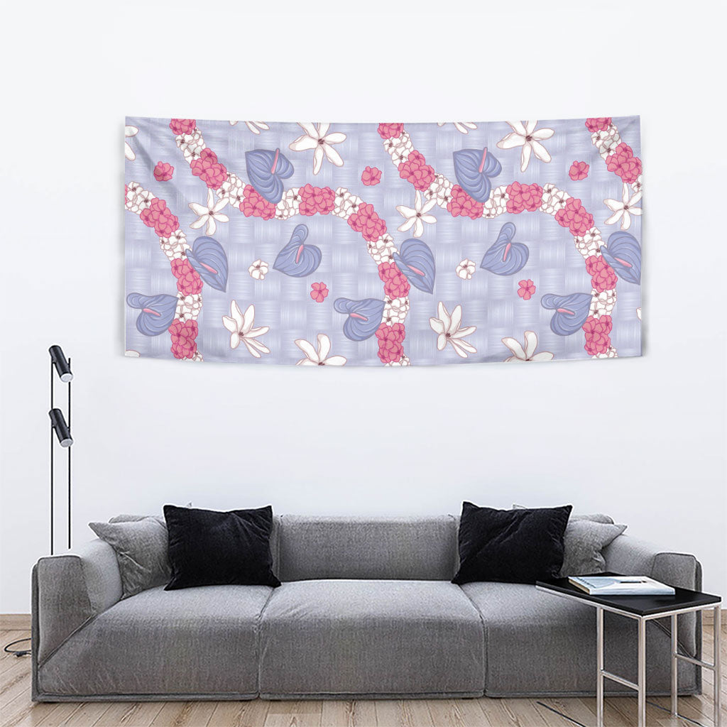 Hawaii Anthurium Tiare Pikake Lei Tapestry Poni Lauhala Art Pattern