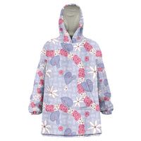 Hawaii Anthurium Tiare Pikake Lei Wearable Blanket Hoodie Poni Lauhala Art Pattern