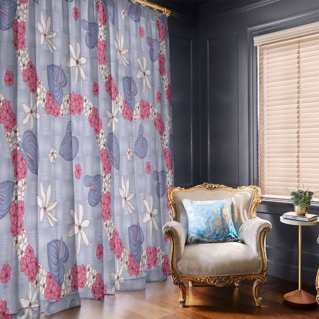 Hawaii Anthurium Tiare Pikake Lei Window Curtain Poni Lauhala Art Pattern