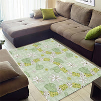 Hawaii Anthurium Tiare Pikake Lei Area Rug Sage Green Lauhala Art Pattern