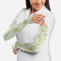 Hawaii Anthurium Tiare Pikake Lei Arm Sleeves Sage Green Lauhala Art Pattern