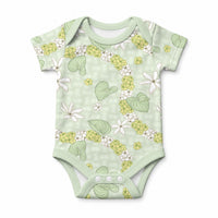 Hawaii Anthurium Tiare Pikake Lei Baby Onesie Sage Green Lauhala Art Pattern LT01 Green - Polynesian Pride