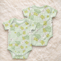 Hawaii Anthurium Tiare Pikake Lei Baby Onesie Sage Green Lauhala Art Pattern LT01 - Polynesian Pride