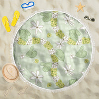 Hawaii Anthurium Tiare Pikake Lei Beach Blanket Sage Green Lauhala Art Pattern