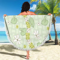 Hawaii Anthurium Tiare Pikake Lei Beach Blanket Sage Green Lauhala Art Pattern
