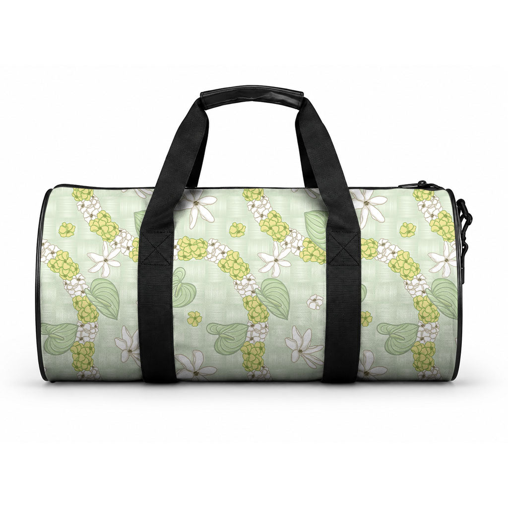 Hawaii Anthurium Tiare Pikake Lei Duffle Bag Sage Green Lauhala Art Pattern LT01 One size Green - Polynesian Pride