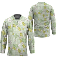 Hawaii Anthurium Tiare Pikake Lei Hockey Jersey Sage Green Lauhala Art Pattern