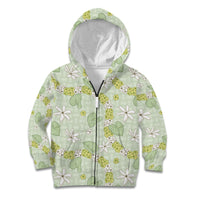 Hawaii Anthurium Tiare Pikake Lei Kid Hoodie Sage Green Lauhala Art Pattern