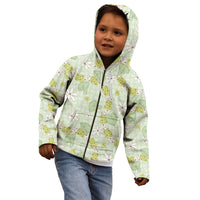 Hawaii Anthurium Tiare Pikake Lei Kid Hoodie Sage Green Lauhala Art Pattern