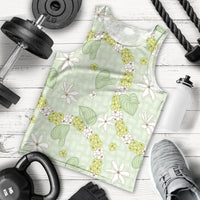 Hawaii Anthurium Tiare Pikake Lei Men Tank Top Sage Green Lauhala Art Pattern