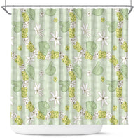 Hawaii Anthurium Tiare Pikake Lei Shower Curtain Sage Green Lauhala Art Pattern