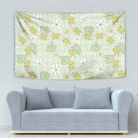 Hawaii Anthurium Tiare Pikake Lei Tapestry Sage Green Lauhala Art Pattern