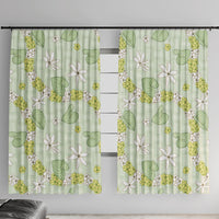 Hawaii Anthurium Tiare Pikake Lei Window Curtain Sage Green Lauhala Art Pattern