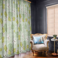 Hawaii Anthurium Tiare Pikake Lei Window Curtain Sage Green Lauhala Art Pattern