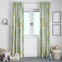Hawaii Anthurium Tiare Pikake Lei Window Curtain Sage Green Lauhala Art Pattern