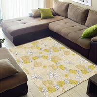Hawaii Anthurium Tiare Pikake Lei Area Rug Melemele Lauhala Art Pattern