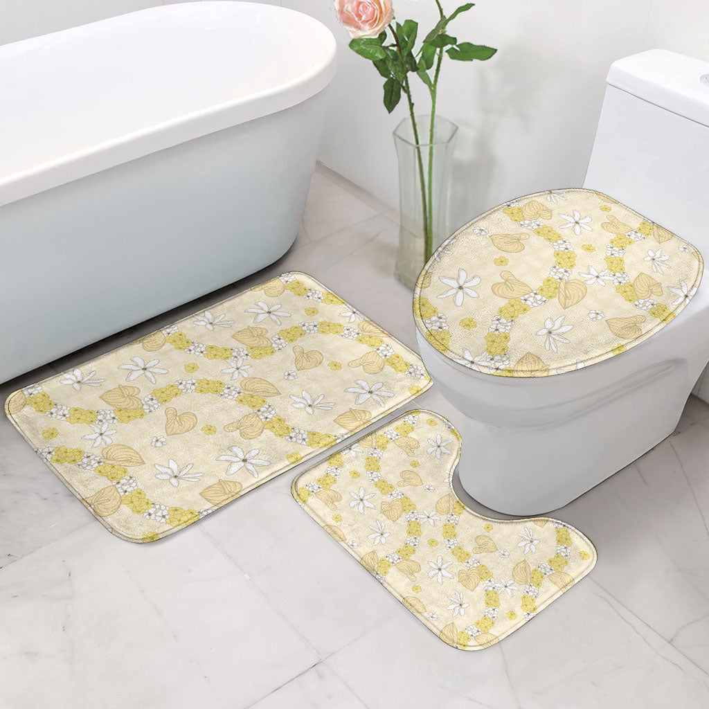 Hawaii Anthurium Tiare Pikake Lei Bathroom Set Melemele Lauhala Art Pattern