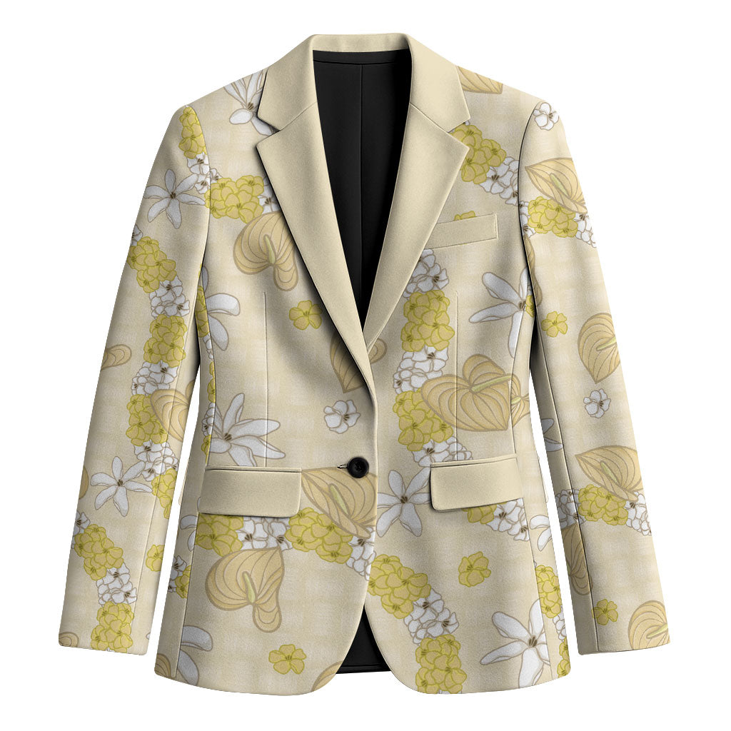Hawaii Anthurium Tiare Pikake Lei Blazer Melemele Lauhala Art Pattern