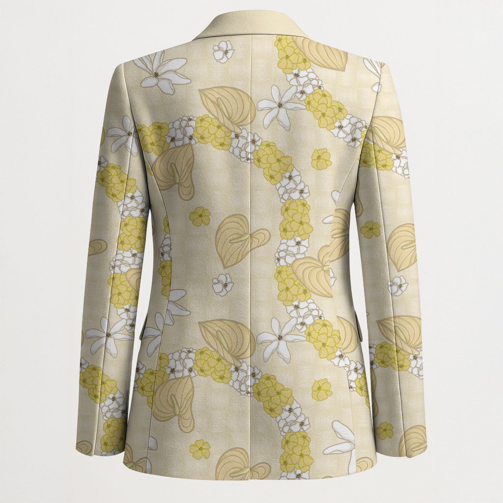 Hawaii Anthurium Tiare Pikake Lei Blazer Melemele Lauhala Art Pattern