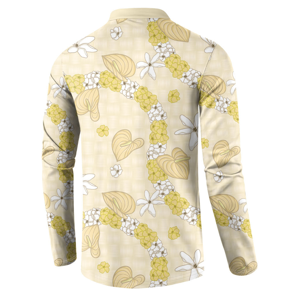 Hawaii Anthurium Tiare Pikake Lei Button Sweatshirt Melemele Lauhala Art Pattern