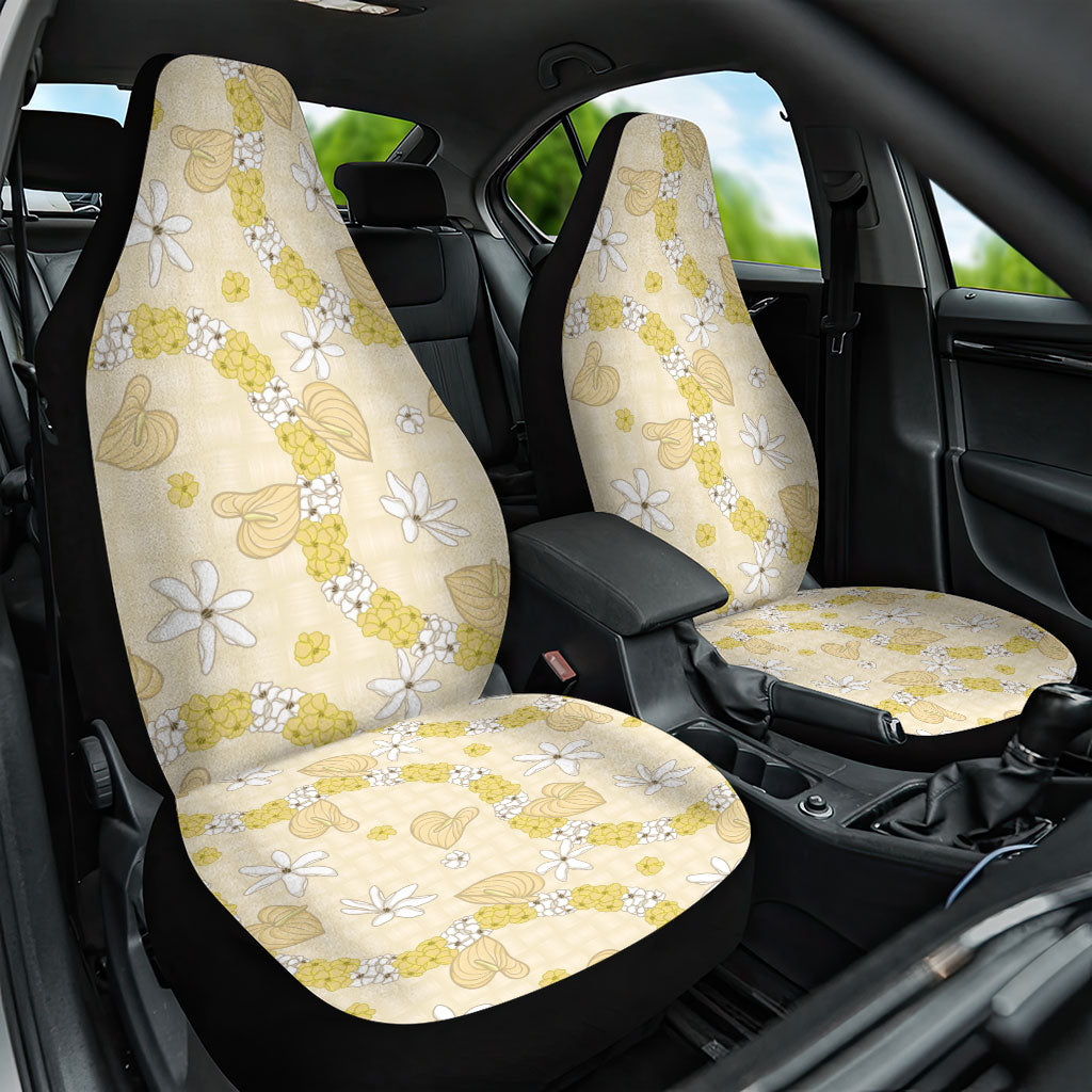 Hawaii Anthurium Tiare Pikake Lei Car Seat Cover Melemele Lauhala Art Pattern