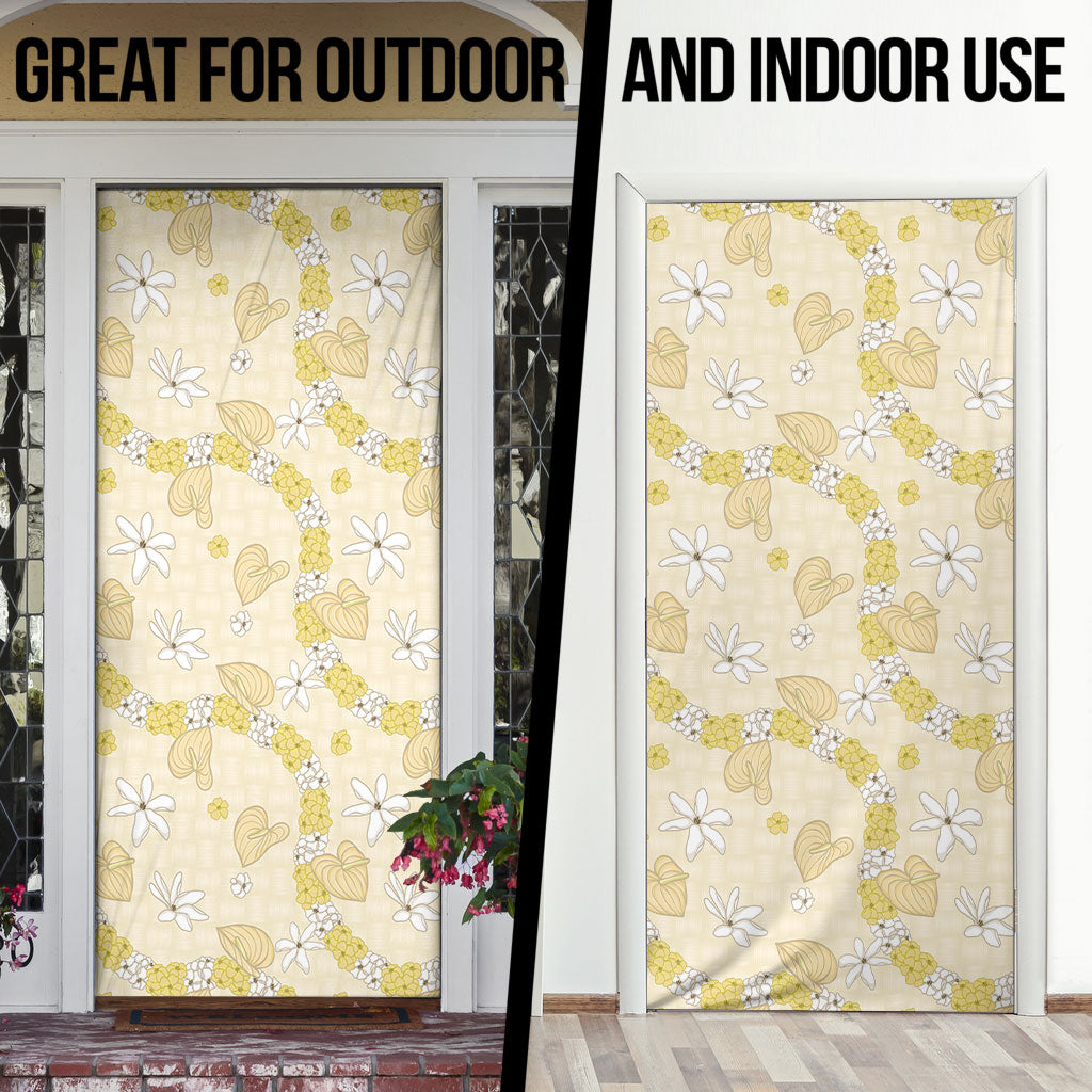 Hawaii Anthurium Tiare Pikake Lei Door Cover Melemele Lauhala Art Pattern