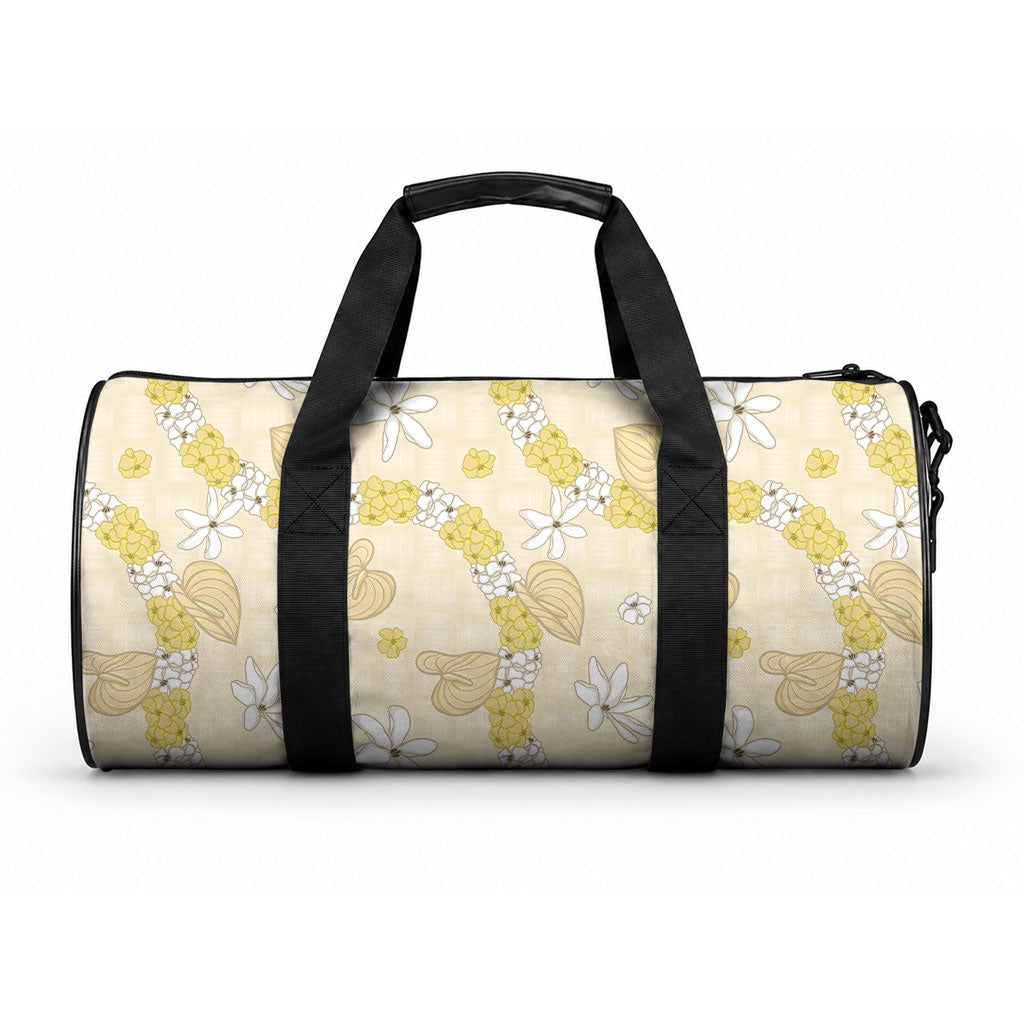 Hawaii Anthurium Tiare Pikake Lei Duffle Bag Melemele Lauhala Art Pattern LT01 One size Yellow - Polynesian Pride
