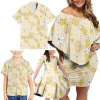 Hawaii Anthurium Tiare Pikake Lei Family Matching Off Shoulder Short Dress and Hawaiian Shirt Melemele Lauhala Art Pattern LT01 - Polynesian Pride