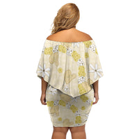 Hawaii Anthurium Tiare Pikake Lei Family Matching Off Shoulder Short Dress and Hawaiian Shirt Melemele Lauhala Art Pattern LT01 - Polynesian Pride