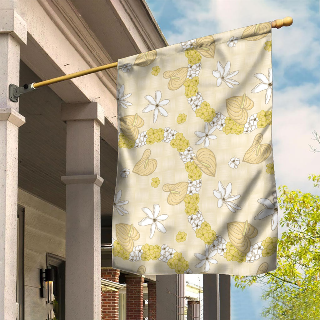 Hawaii Anthurium Tiare Pikake Lei Garden Flag Melemele Lauhala Art Pattern