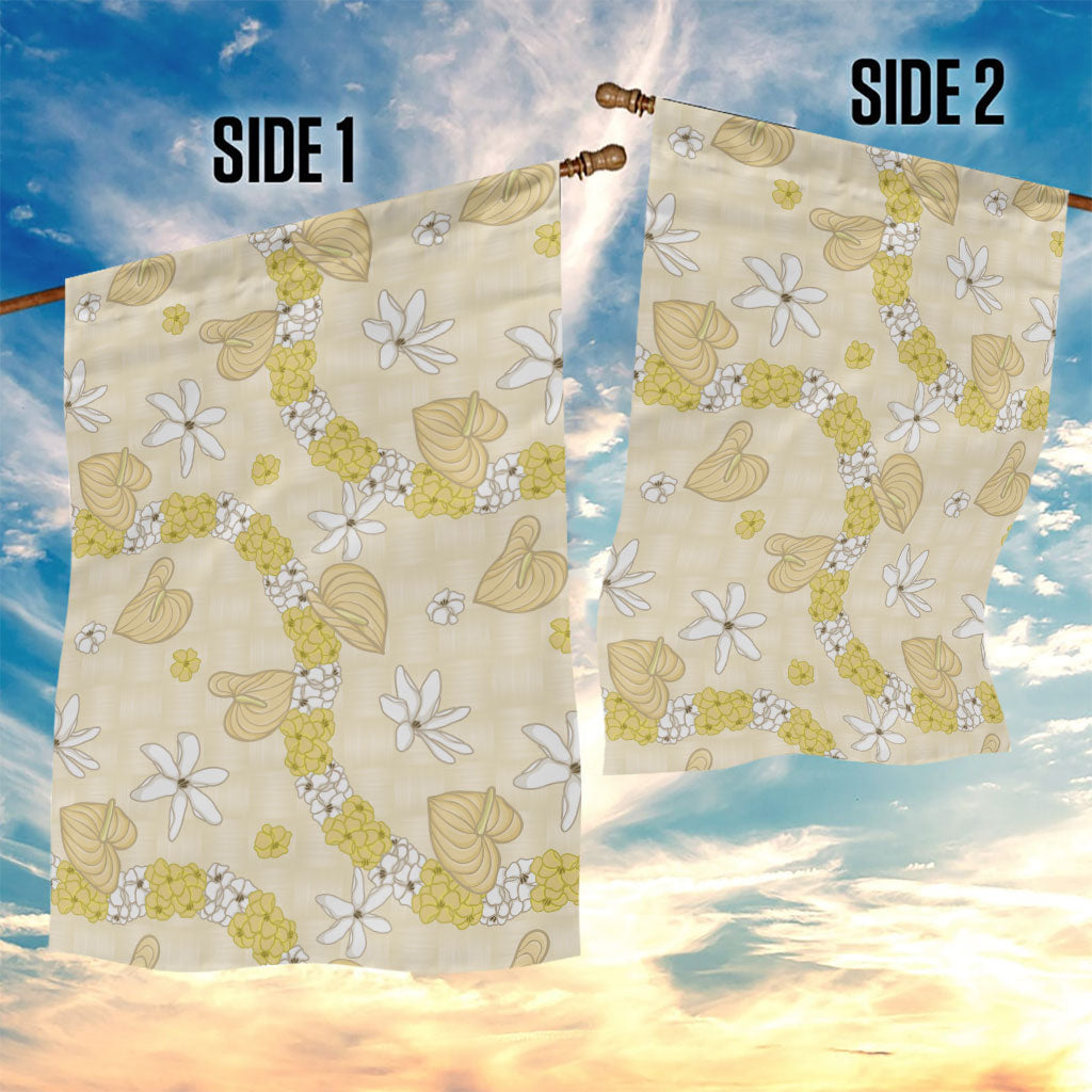 Hawaii Anthurium Tiare Pikake Lei Garden Flag Melemele Lauhala Art Pattern